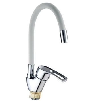 купить Змішувач для кухні MIXXUS YUB4-181 REFLECTOR WHITE з гнучким виливом (Колір хром+вилив білий) (MI6482) фото