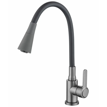 купить Змішувач для кухнi ZERIX EZA-011-T GRAPHITE REFL.BLACK (колір графіт+силіконовий вилив чорний) (ZX6145) фото