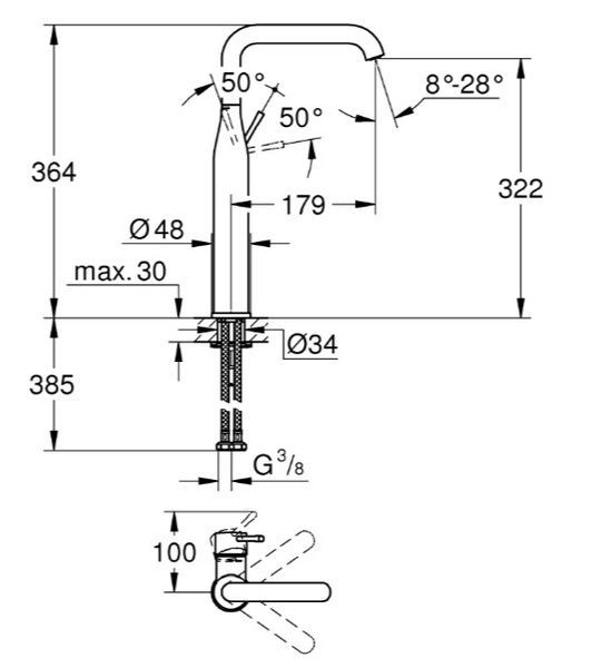 купити Одноважільний змішувач для раковини XL-Size Grohe Essence (24170KF1) фото