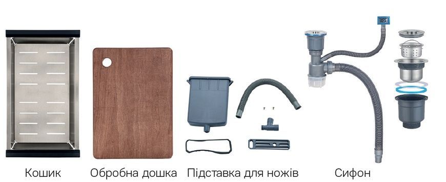 купить Мойка из нерж. стали MIXXUS PREMIUM MH7545-SET-05 NANO-BLACK (3.0/0.8) комплект (Цвет графит) (MX9632) фото
