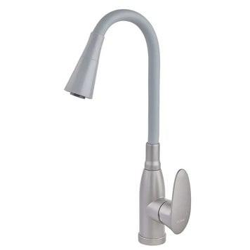 купить Змішувач для кухні PLAMIX CEZAR-011-B SET GRAPHITE REFL.GRAY з силіконовим виливом (з підведенням) (Колір графіт+силіконовий вилив сірий) (PM0720) фото