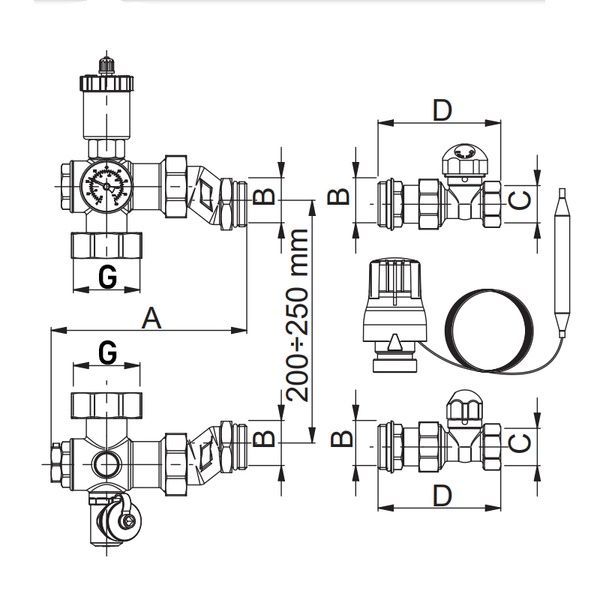 купить Смесительная группа термостатическая с эксцентриками Roho R71-100075 - 1"х3/4" (без насоса) (RO0150) фото