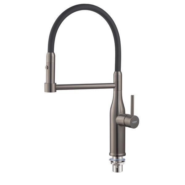 купить Смеситель для кухни KOER KI-70005-07 из нерж. стали SUS304 (Цвет графит+силиконовый излив черный) (KR3389) фото