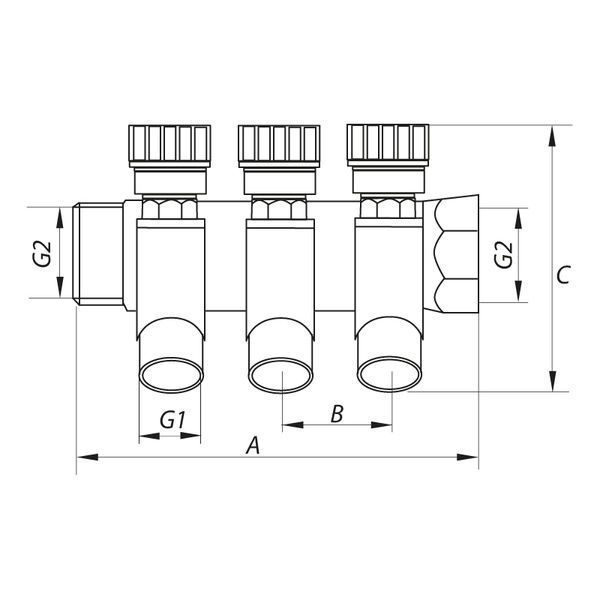 купить Коллектор теплого пола вентильный с фитингом Koer KR.1123-2 3/4&rdquo;x2 ways (KR2829) фото
