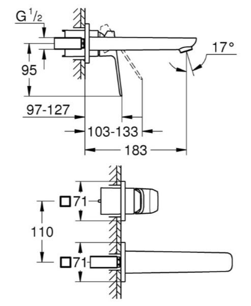 купити Змішувач для раковини Grohe Cubeo на 2 отвори M-розміру (1017882430) фото