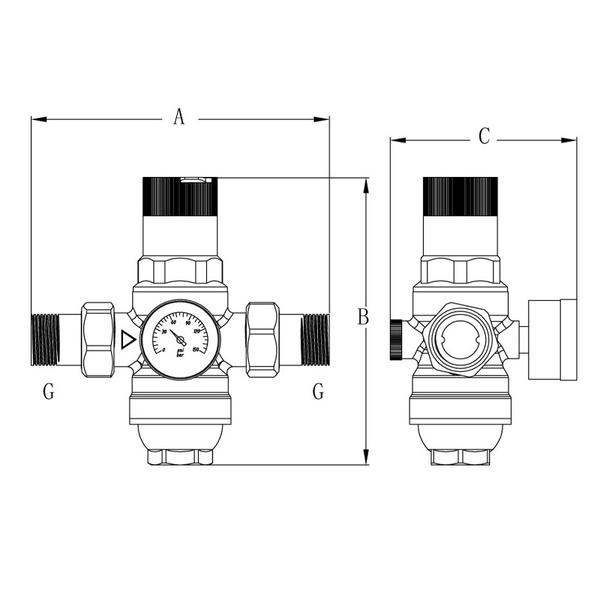 Редуктор тиску з фільтром тонким очищенням та манометром KOER KR.1243 - 3/4" (KR3191) KR3191 фото