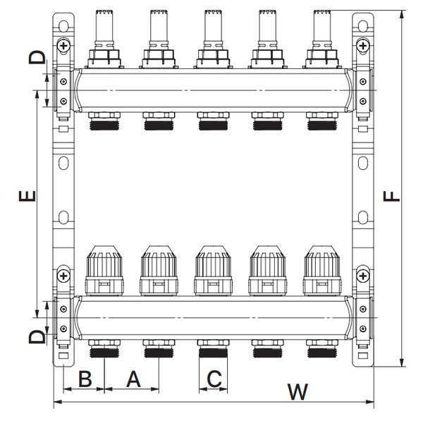 Коллекторный блок с расxодомерами Europroduct EP.S1110-09 1"x9 (EP4985) EP4985 фото