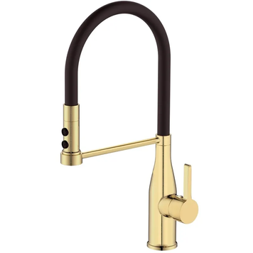 купить Змішувач для кухні MIXXUS PREMIUM SUMMER 017 BRUSHED GOLD REFL.BLACK з гнучким виливом (Колір матове золото+вилив чорний) (MI6964) фото