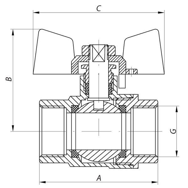 купити Кран кульовий FERRO PL 3/4" ГГМ газ art. 602 (латуна куля) (FE0560) фото