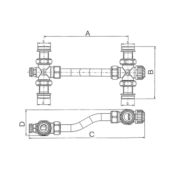 Байпас для коллектора Koer KR.1023 - 1'' с трехходовым разделителем (KR2891) KR2891 фото