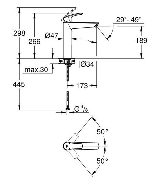 купити Змішувач на стільницю для раковини XL-розміру Grohe Eurosmart New (23971003) фото