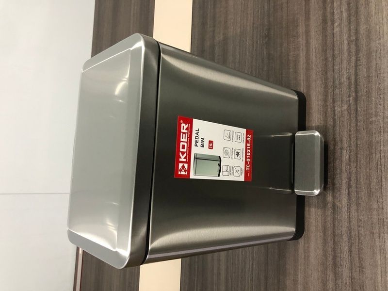 купити Відро для сміття з плавним закриттям прямокутне KOER TC-010315-02 15 л (колір нержавійка) (KR5603) фото