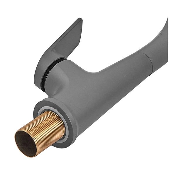 купить Смеситель для кухни PLAMIX LUCAS-017 SET GRAPHITE REFL.GREY (с подводкой) (Цвет графит+силиконовый излив серый) (PM0723) фото
