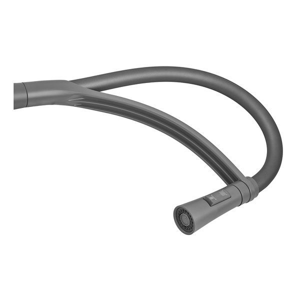 купить Смеситель для кухни PLAMIX LUCAS-017 SET GRAPHITE REFL.GREY (с подводкой) (Цвет графит+силиконовый излив серый) (PM0723) фото