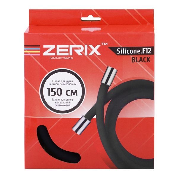 купить Шланг силиконовый Zerix F12 Black (150 см) (ZX2998) фото