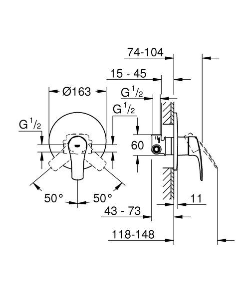 купити Змішувач прихованого монтажу для 1 споживача Grohe Eurosmart New (33556003) фото