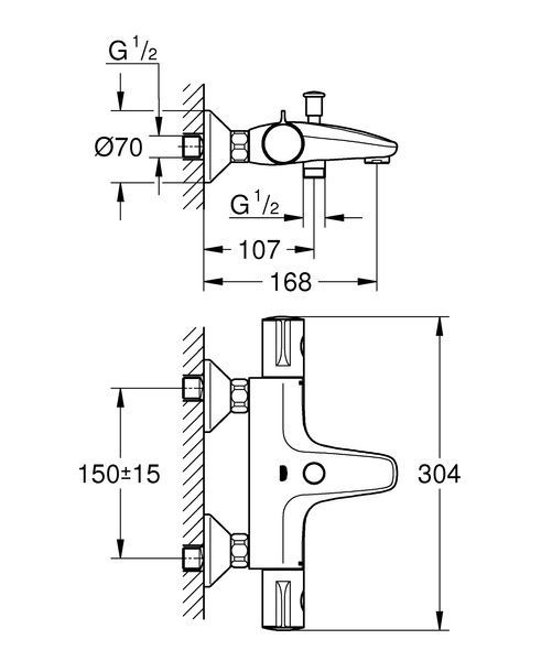 купить Смеситель для ванной с термостатом Grohe Grohtherm 800 (34567000) фото