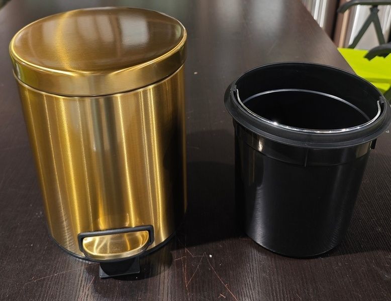 купить Відро для сміття з плавним закриттям кругле MIXXUS ELLIPSE-TC0205 BRUSHED GOLD 5л (колір матове золото) (MI8400) фото
