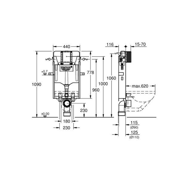 купить Модуль инсталляционный для подвесного унитаза Grohe Uniset (39165000) фото