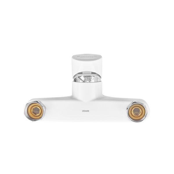 купити Змішувач для ванни Plamix CEZAR-009 EURO SET White, зі шлангом, лійкою та кронштейном (PM0692) фото