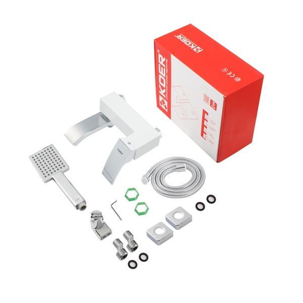 купить Смеситель для ванны с коротким изливом KOER KB-41007-04 (Цвет хром+белый) (KR5157) фото