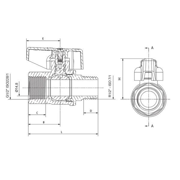 купити Кран кульовий ГАЗ, ручка "метелик" жовта Roho R111-050G - 1/2" ВЗ (RO0241) фото