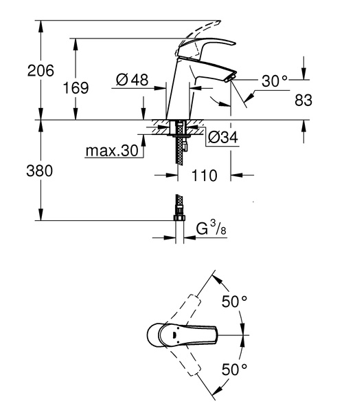 Набір зміш. для ванни 3в1 з New Tempesta 100 Grohe Eurosmart 123246MOL (123246MOL) 123246MOL фото