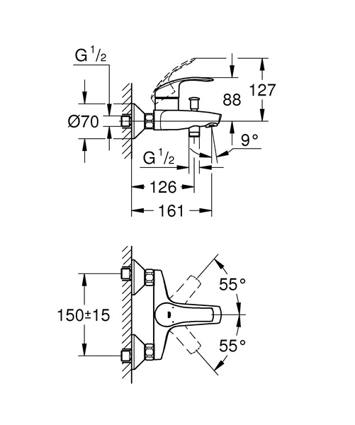 Набір зміш. для ванни 3в1 з New Tempesta 100 Grohe Eurosmart 123246MOL (123246MOL) 123246MOL фото