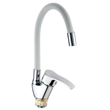 купить Змішувач для кухні MIXXUS YUB4-279 REFLECTOR WHITE з гнучким виливом (Колір хром+вилив білий) (MI6486) фото
