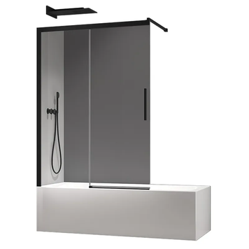 купити Шторки скляні на ванну розсувні KOER SR BS06-120x150-TR-07 прозоре скло EASY CLEAN 6мм графіт (KR5947) фото