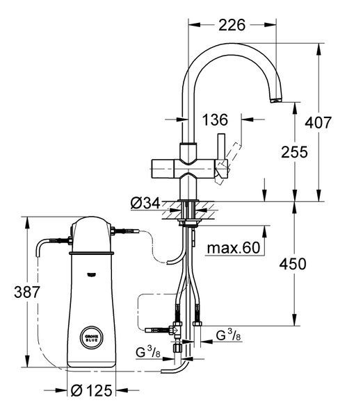 купити Змішувач для кухні з підключенням до фільтру Grohe Blue Pure (33251000) фото