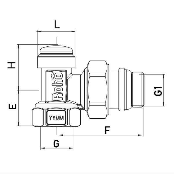 Кран радиаторный Roho R5251-050 - 1/2" угловой (антипротечка) (RO0133) RO0133 фото