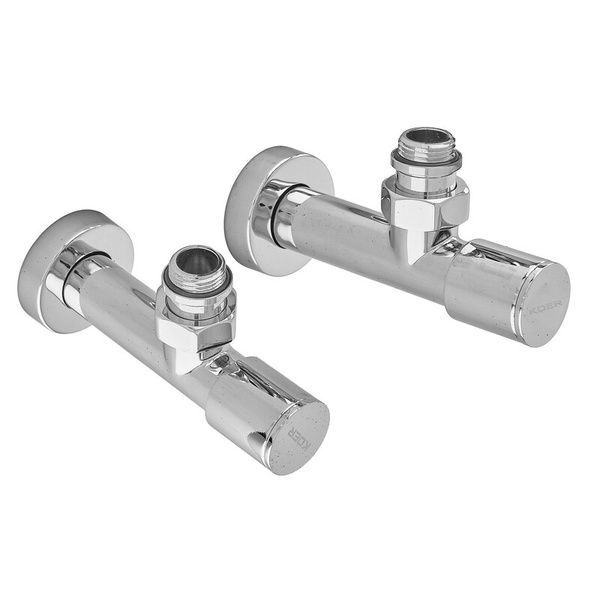 купити Комплект кранів рушникосушарки кутовий M1/2''xM1/2'' подовжений хромований KOER KR.SET.533 (KR5842) фото
