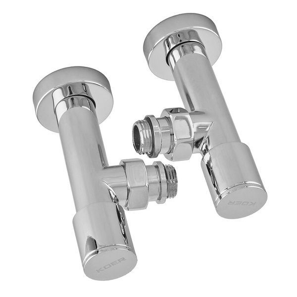 купити Комплект кранів рушникосушарки кутовий M1/2''xM1/2'' подовжений хромований KOER KR.SET.533 (KR5842) фото
