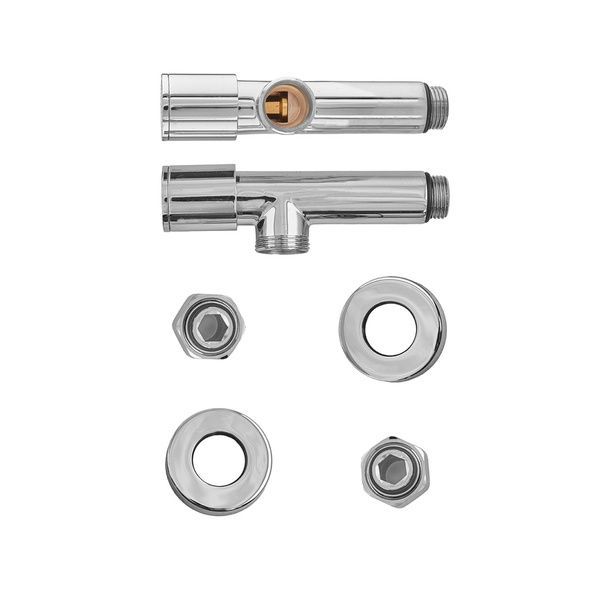купити Комплект кранів рушникосушарки кутовий M1/2''xM1/2'' подовжений хромований KOER KR.SET.533 (KR5842) фото