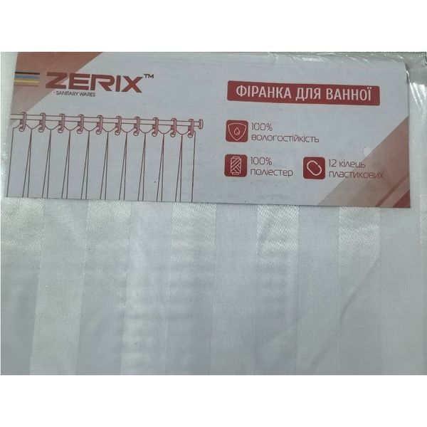 купити Шторка для ванної ZERIX SCT-001-180x180 з поліестеру (Колір білий) (ZX4992) фото