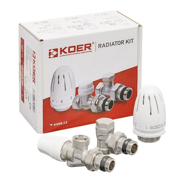 купить Комплект для підключення радіатора Koer SET-16 - 1/2"x3/4" (осьовий) з термоголовкою ЗЗ (KR3179) фото