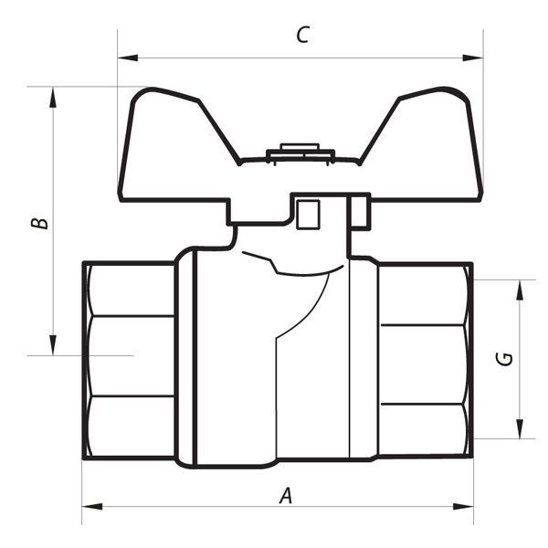 купить Кран кульовий Nolf NF.712 - 3/4" FF ГГМ YELLOW, ручка "метелик" жовта (NF2946) фото