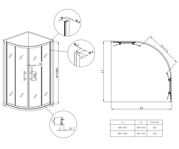 купить Душова кабіна без піддону KOER SR SC04-100x100x195-TR-01 прозоре скло EASY CLEAN 5мм хром (KR5361) фото