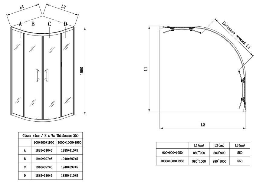 купить Душова кабіна без піддону KOER SR SC04-100x100x195-TR-01 прозоре скло EASY CLEAN 5мм хром (KR5361) фото
