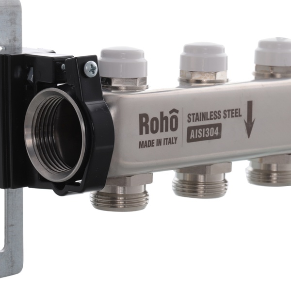 Коллектор с термостатическими и запорными клапанами Roho R805-04 - 1"х 4 вых. (RO0058) RO0058 фото
