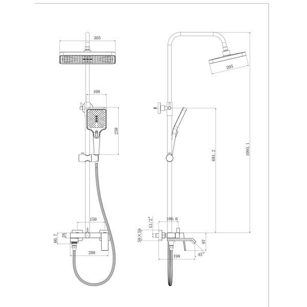купить Душевая колонна со смесителем HAIBA GAUDI 009-J GRAPHITE (Цвет графит) (HB9643) фото