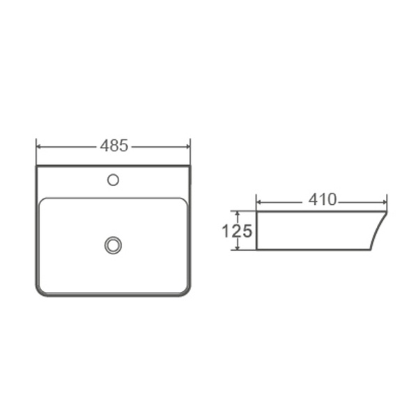 Умывальник накладной керамический Mixxus Premium Bevel-0201 с переливом 485x410x125mm (MP6480) MP6480 фото