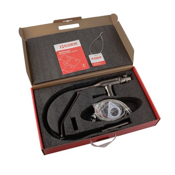 купить Смеситель для кухни KOER KI-70026-07 из нерж. стали SUS304 (Цвет графит+силиконовый излив черный) (KR5211) фото
