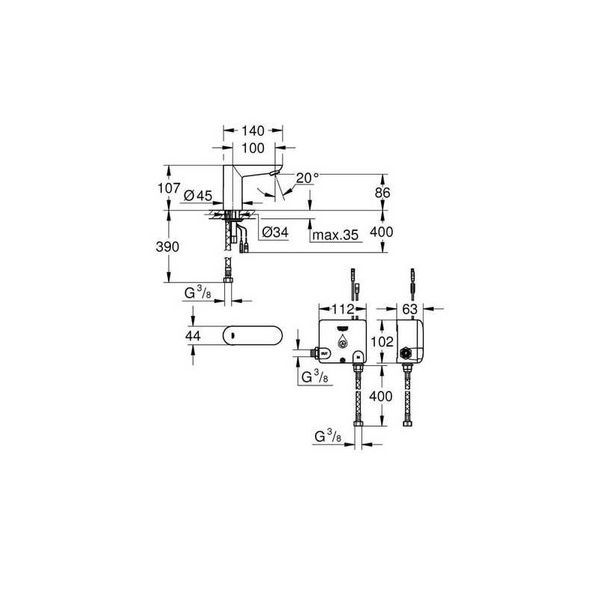купити Монокран на одну воду сенсорний, 6V Grohe Euroeco Cosmopolitan E (36384000) фото