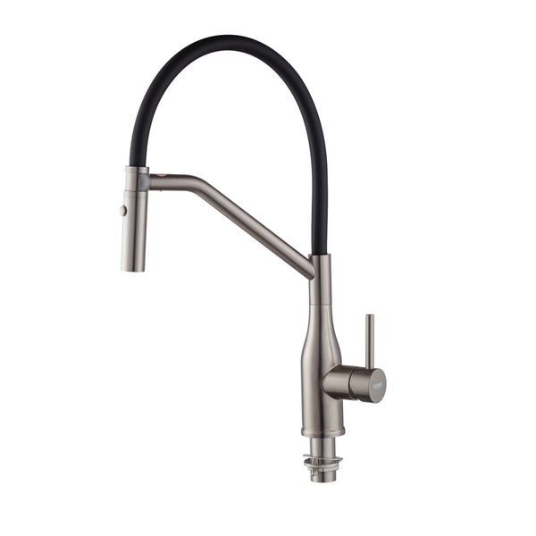 купить Смеситель для кухни KOER KI-70026-07 из нерж. стали SUS304 (Цвет графит+силиконовый излив черный) (KR5211) фото