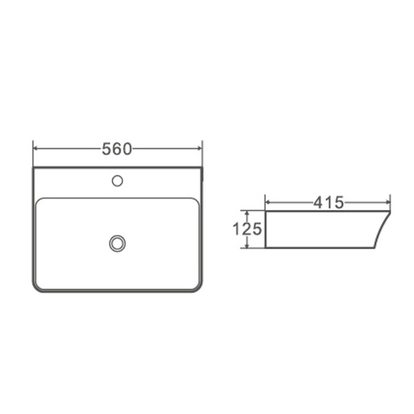 Умивальник накладний керамічний Mixxus Premium Bevel-0202 з переливом 560x415x125mm (MP6481) MP6481 фото