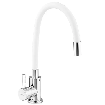 купить Змішувач для кухні MIXXUS SUS-011 CHROME REFL.WHITE з гнучким виливом з нерж. сталі SUS304 (Колір хром+вилив білий) (MI6233) фото