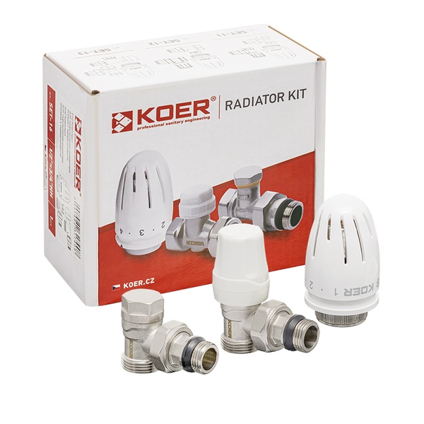 Комплект для подключения радиатора Koer SET-14 - 1/2"x3/4" (угловой) с термоголовкой НН (KR3178) KR3178 фото