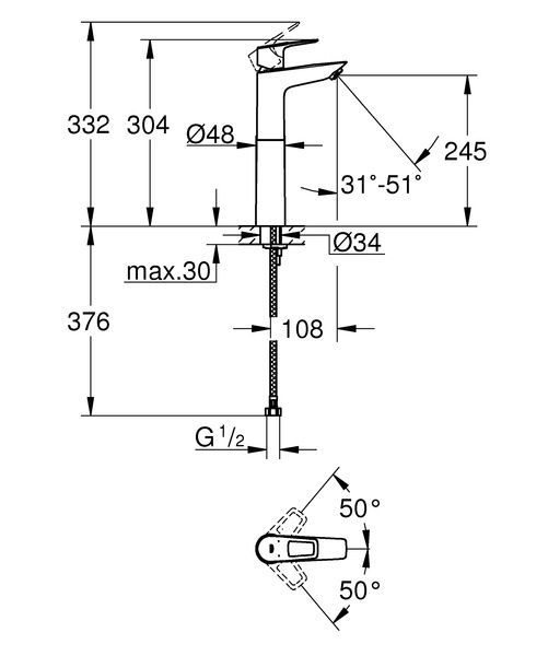 купити Змішувач на стільницю для раковини XL-розміру Grohe BauLoop New (32856001) фото